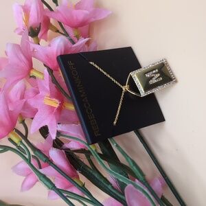 Rebecca Minkoff Gold Initial M Pendant Necklace With Cubic Zirconia - New!